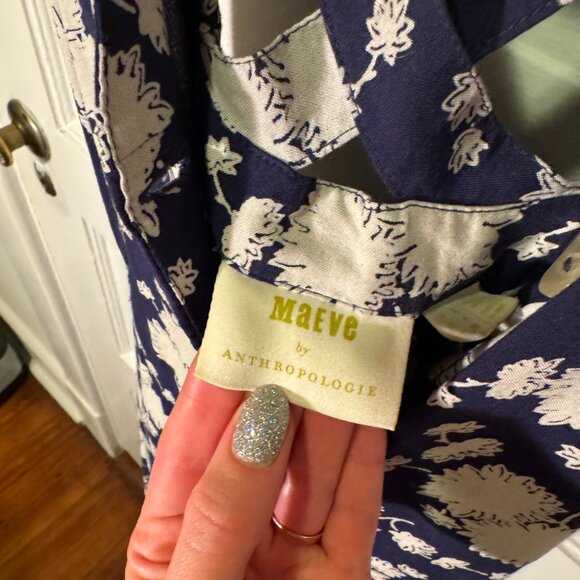 Maeve Anthropologie Blue and White Floral Tate Midi Sundress - Picture 6 of 9